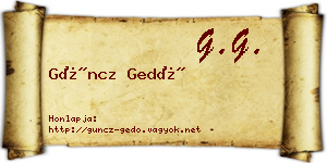 Güncz Gedő névjegykártya